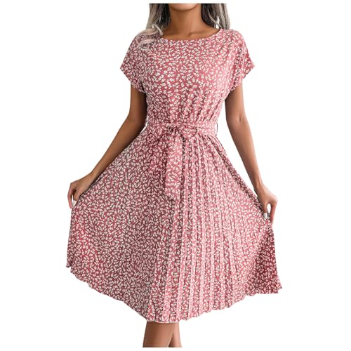 Sommerkleid Damen Knielang Elegant Kleider Damen Sommer A Linie mit Ärmel Blumen Sommerkleider Leicht Und Luftig Plisseekleid Frauen mit Gürtel Damenkleider Schick Plissee Kleid Sommerkleid Damen Knielang Elegant Kleider Damen Sommer A Linie mit Ärmel Blumen Sommerkleider Leicht Und Luftig Plisseekleid Frauen mit Gürtel Damenkleider Schick Plissee Kleid von Ansenesna