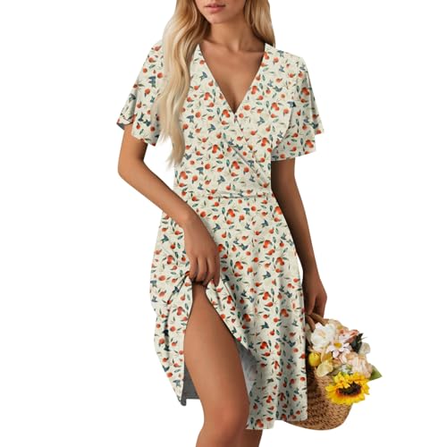 Sommerkleid Damen Kurz Elegant Curvy Kleid Damen Sommer Blumen A Linie Strandkleid Leicht Und Luftig Kleider Frauen V Ausschnitt Wickelkleid Tailliert Blumenkleid Geblümt Damenkleider Sommerkleid Damen Kurz Elegant Curvy Kleid Damen Sommer Blumen A Linie Strandkleid Leicht Und Luftig Kleider Frauen V Ausschnitt Wickelkleid Tailliert Blumenkleid Geblümt Damenkleider von Ansenesna