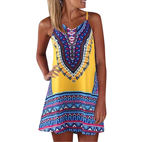 Sommerkleid Ibiza Hippie Damen Kurz A Linie Elegant Kleid Frauen V Ausschnitt Träger Boho Strandkleid von Ansenesna