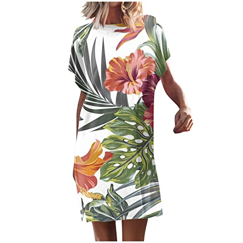 Tunika Kleid Fledermausärmel Tshirt Kleider Damen Sommer Kurz A Linie Sommerkleid Mit Schlitz Damen Elegant Luftige Sommerkleider Bunt Muster Leichte Kleid Frauen Elegante Damenkleider von Ansenesna