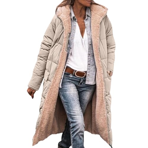 Winterjacke Damen Lang Warm Gefüttert Wintermantel Damen Elegant Mit Kapuze Stepp Mantel Frauen Winter Innenfell Jacke mit Reissverschluss Innenfutter Damen-Jacken Lange Steppjacke Winterjacke Damen Lang Warm Gefüttert Wintermantel Damen Elegant Mit Kapuze Stepp Mantel Frauen Winter Innenfell Jacke mit Reissverschluss Innenfutter Damen-Jacken Lange Steppjacke von Ansenesna
