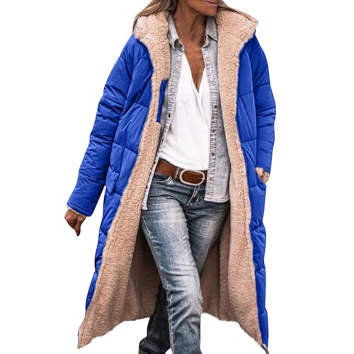 Winterjacke Damen Lang Warm Gefüttert Wintermantel Damen Elegant Mit Kapuze Stepp Mantel Frauen Winter Innenfell Jacke mit Reissverschluss Innenfutter Damen-Jacken Lange Steppjacke von Ansenesna