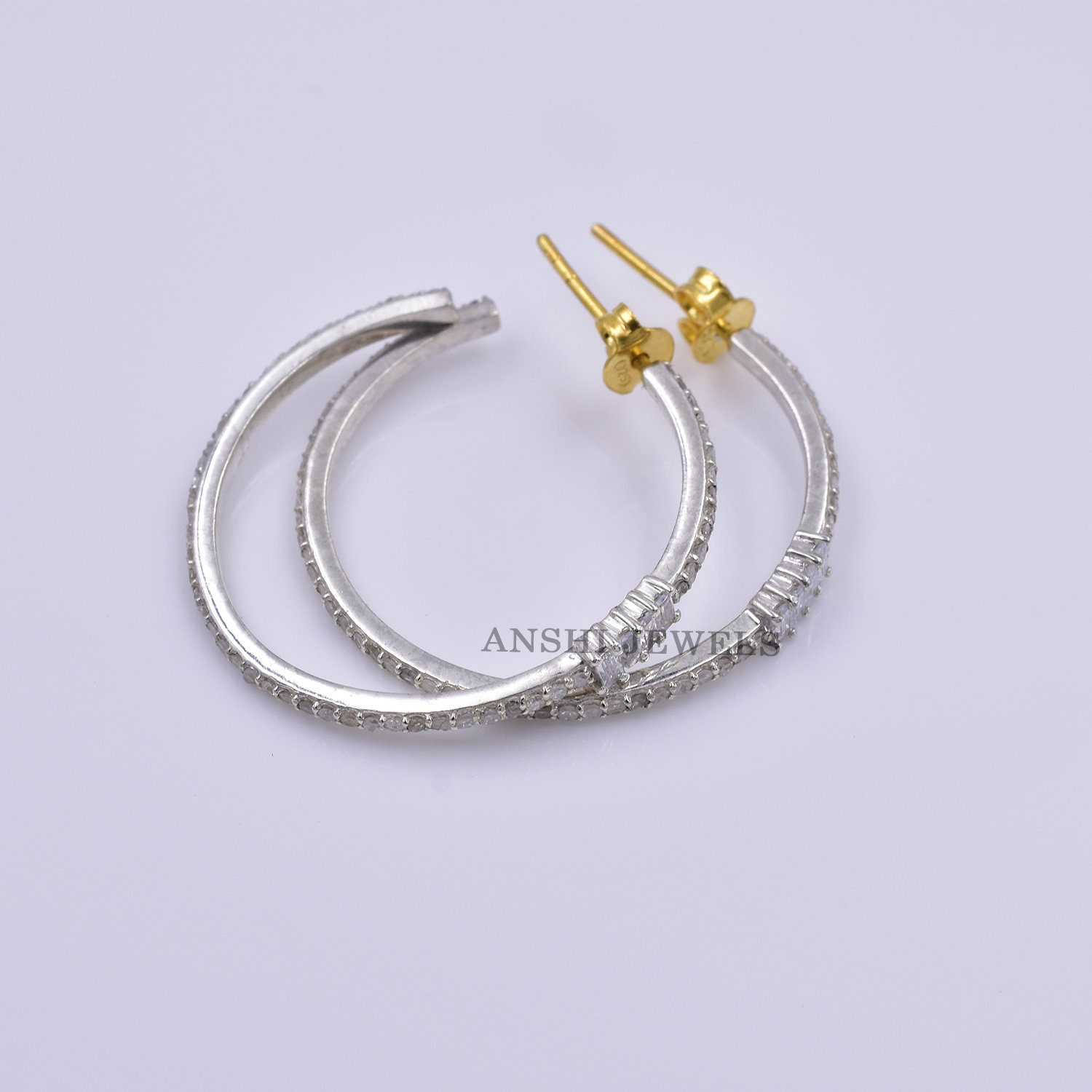 925 Silber Ohrringe, Designer Push Back Frauen Ohrring, Diamant Weiß Topas Ohrring Schmuck von Anshijewels