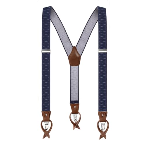 Anshili Herren Hosenträger mit 3 Clips 6 Knopfloch Y-Form - 3.5 cm Breit (Blau) von Anshili