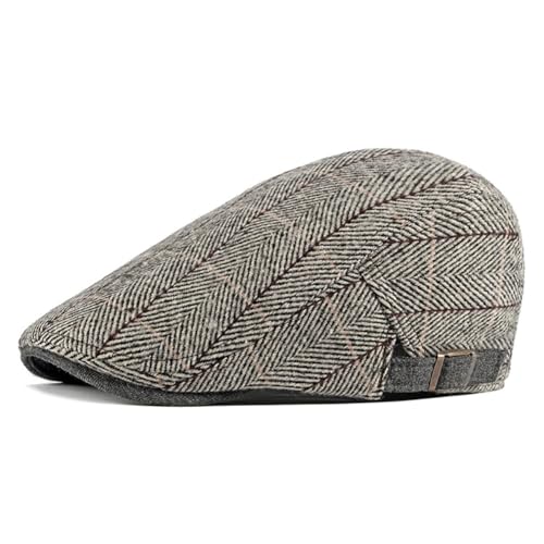 Anshili Herren Schiebermütze Damen Karierte Schimmütze Newsboy Kappe Flat Cap (Grau A) von Anshili