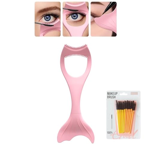 3-in-1 Wimpernwerkzeug, Mascara-Schutz-Applikator, wiederverwendbar, Augen-Make-up-Werkzeug mit Eyeliner-Schablone und einem Premium-Mascara-Pinsel für Frauen und Mädchen (Rosa) von Anshka