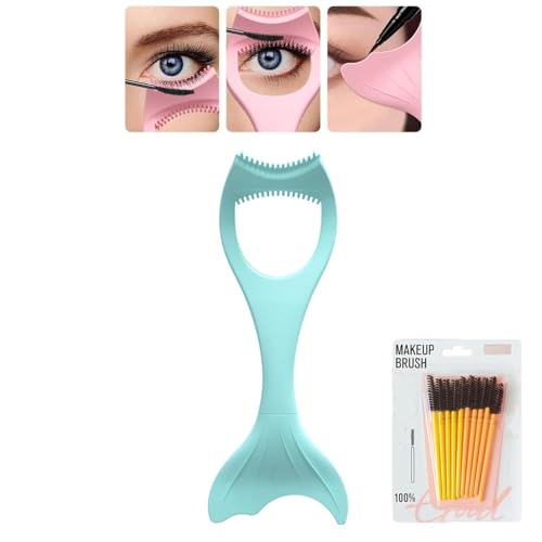 3-in-1 Wimpernwerkzeug, Mascara-Schutz-Applikator, wiederverwendbar, Augen-Make-up-Werkzeug mit Eyeliner-Schablone und einem Premium-Mascara-Pinsel für Frauen und Mädchen (blau) von Anshka