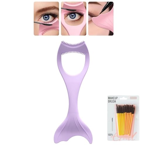 3-in-1 Wimpernwerkzeug, Mascara-Schutz-Applikator, wiederverwendbar, Augen-Make-up-Werkzeug mit Eyeliner-Schablone und einem Premium-Mascara-Pinsel für Frauen und Mädchen (lila) von Anshka