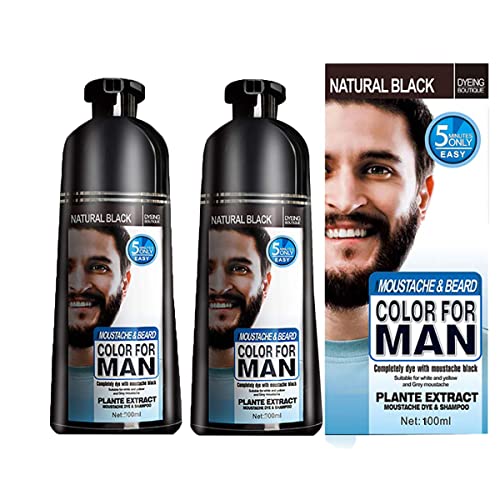 Black Beard dye for men,Mustache & Beard Coloring for Gray Hair,Instant Black Dye Beard Shampoo,Easy Application,Last for 30 Days Natural Ingredients Beard Care (2pcs) von Anshka