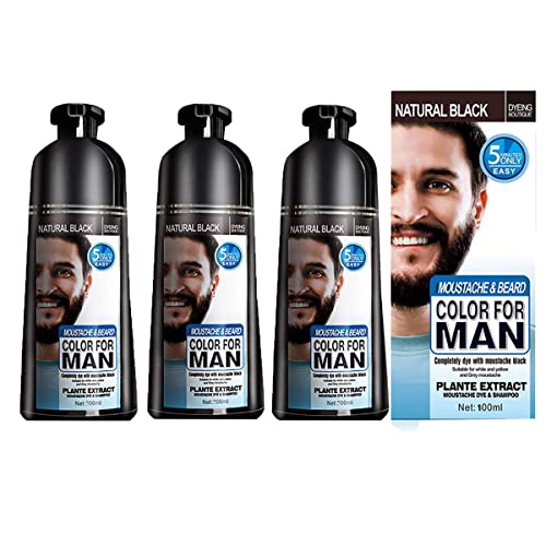 Black Beard dye for men,Mustache & Beard Coloring for Gray Hair,Instant Black Dye Beard Shampoo,Easy Application,Last for 30 Days Natural Ingredients Beard Care (3pcs) von Anshka