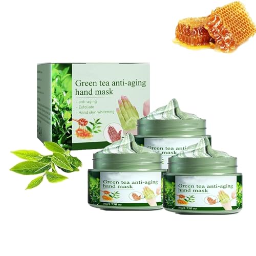 Hand Mask Green Tea Peel-Off Hand Wax,Green Tea Hand Mask,Tear-Off Moisturizing Hand Care Product for Exfoliation,Callus Removal,Skin Rejuvenation,And Tightening (3pcs) von Anshka