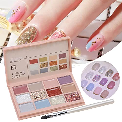 Solid Gel Nail Polish Kit,12 Colors Highly Pigmented Gel Paint Palette Nail Kit,Cream Gel Nail Polish,Professional Mud Gel Nail Polish,for Girls Women DIY Design Salon Manicur (Colored Diamonds) von Anshka