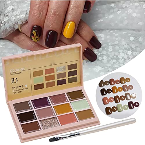 Solid Gel Nail Polish Kit,12 Colors Highly Pigmented Gel Paint Palette Nail Kit,Cream Gel Nail Polish,Professional Mud Gel Nail Polish,for Girls Women DIY Design Salon Manicur (Milk Tea Mocha) von Anshka