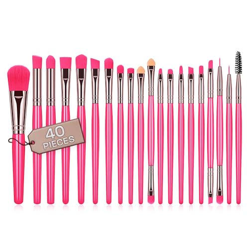 Pinselset makeup professionelle 40 Stück hochwertige synthetische Borsten concealer pinsel lidschatten pinselset puder pinsel make up pinsel (Fuchsia) von Ansolu