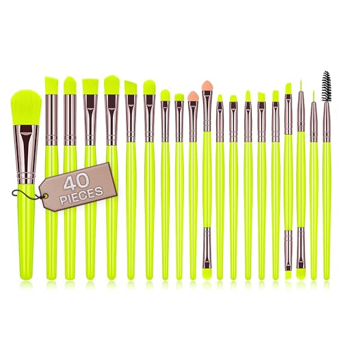 Pinselset makeup professionelle 40 Stück hochwertige synthetische Borsten concealer pinsel lidschatten pinselset puder pinsel make up pinsel (Gelb) von Ansolu