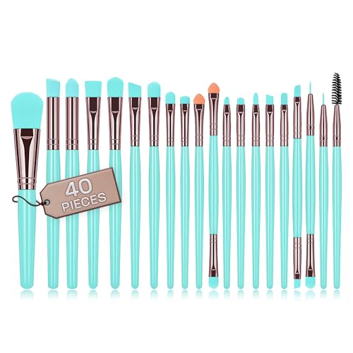 Pinselset makeup professionelle 40 Stück hochwertige synthetische Borsten concealer pinsel lidschatten pinselset puder (Blau) von Ansolu