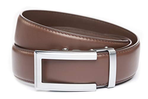 Anson Gürtel und Schnalle – 3,8 cm traditionelle silberfarbene Schnalle mit Ratschengurt - Braun - Anpassen: Bis Zu 50 Taille von Anson Belt & Buckle