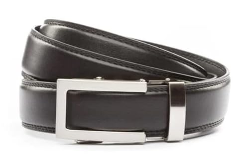 Schnalle und formeller Gürtel, Silber und glänzendes Schwarz, 1.25 von Anson Belt & Buckle