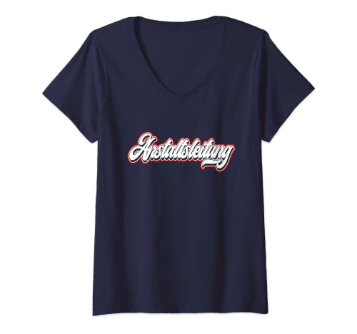 Damen Anstaltsleitung - retro Anstaltsleitung T-Shirt mit V-Ausschnitt von Anstaltsleitung lustiges Design Lehrer Chef