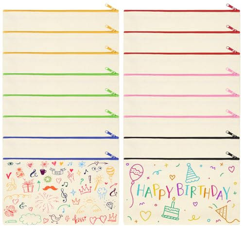 Anstore Taschen Bemalen, 16 Stück Stofftaschen Zum Bemalen Kinder 21x12cm DIY Blanko Stoff Federmäppchen Baumwolltaschen Unbedruckt, Stoffbeutel mit Reißverschluss für Kinder Basteln Kindergeburtstag Anstore Taschen Bemalen, 16 Stück Stofftaschen Zum Bemalen Kinder 21x12cm DIY Blanko Stoff Federmäppchen Baumwolltaschen Unbedruckt, Stoffbeutel mit Reißverschluss für Kinder Basteln Kindergeburtstag von Anstore