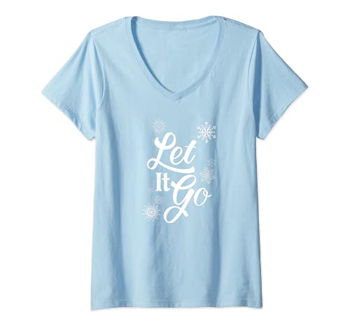 Damen Let It Go Schneeflocken Die Eiskönigin T-Shirt mit V-Ausschnitt Damen Let It Go Schneeflocken Die Eiskönigin T-Shirt mit V-Ausschnitt von Answer Key Tees