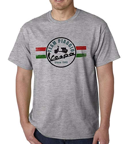 Classic Vespa Scooter Retro Italian Mods Distressed Print Sport Grey T-Shirt Mens Round Neck Short Sleeves Cotton T Shirt Fashion Casual Tops Clothing Ideal Gift L Grau von Ant