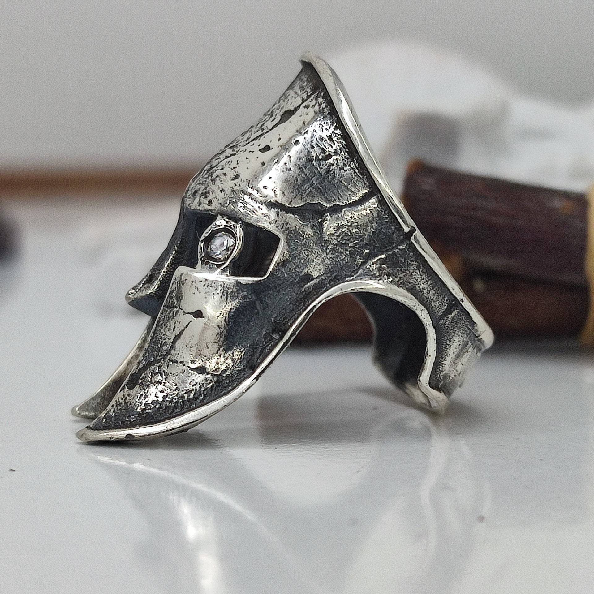 Mens Spartan Ring, Oxidized Men Helmet Silver Rings, Gift Jewelry von Antalya2020