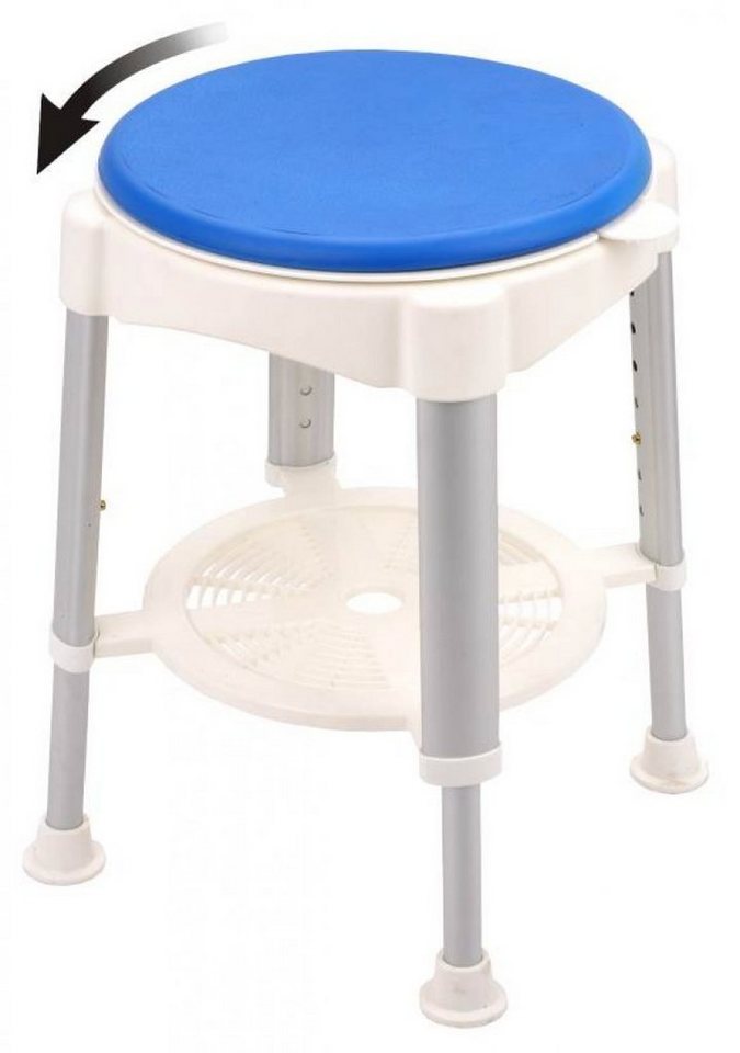 Antar Duschhocker Duschhocker rund Badehocker Duschsitz Badhocker Wannenhocker drehbar !, belastbar bis 120,00 kg, rutschfester Stand, Montage ohne Werkzeug von Antar