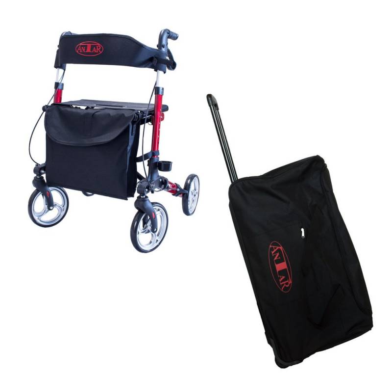 Antar Rollator Aluminium Leichtgewicht zusammenklappbar Rollator mit Transporttasche, Reise Rollator von Antar