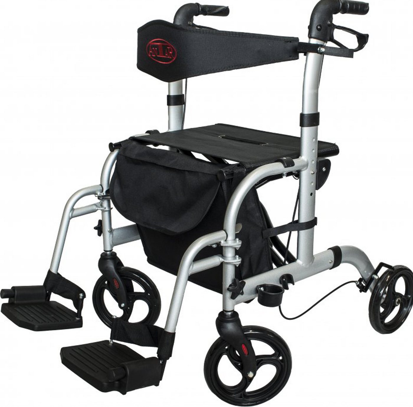 Antar Rollator Aluminium Transportrollator mit Fußstützen / 2 in 1 Antar Rollator Aluminium Transportrollator mit Fußstützen / 2 in 1 von Antar