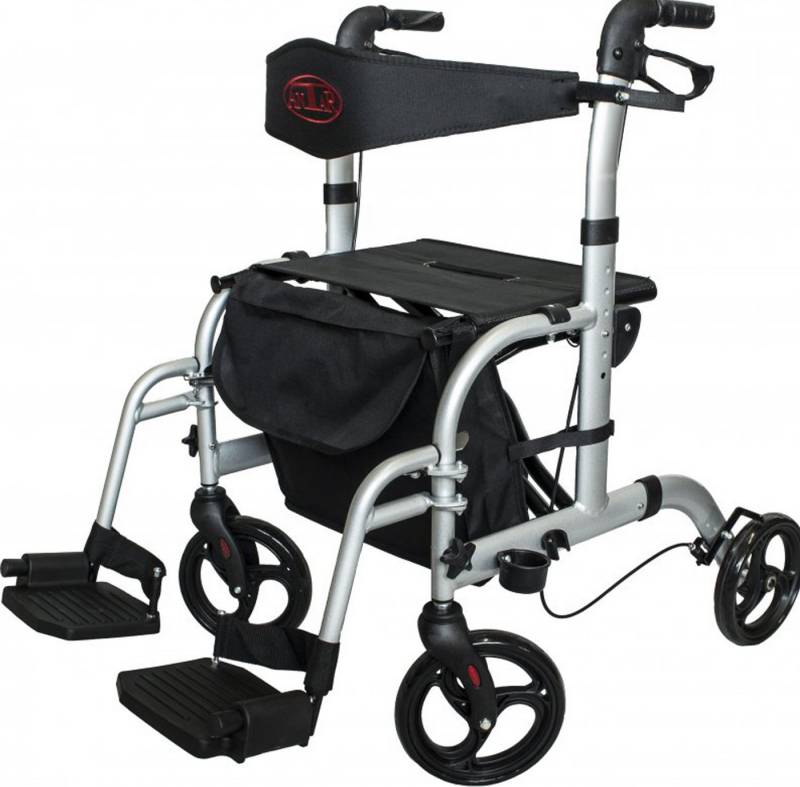 Antar Rollator Transportrollator Aluminium Rollator mit Fußstützen von Antar