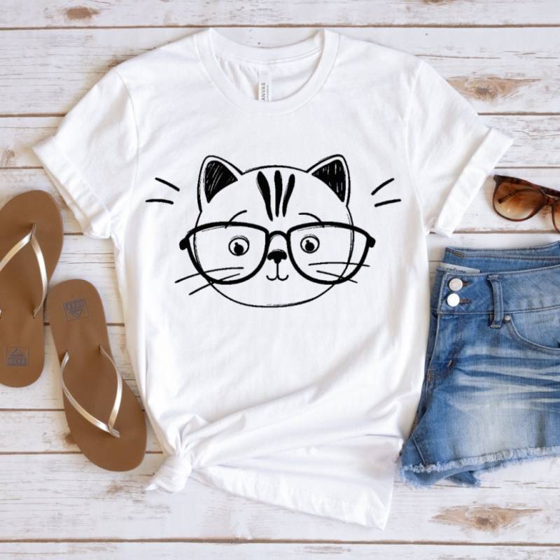 Katze Shirt, Kitty Kätzchen T-Shirt, Ich Liebe Katzen Whiskers Gesicht Tier-Liebhaber-T-Shirt, Meow Shirt von AntarBoutique