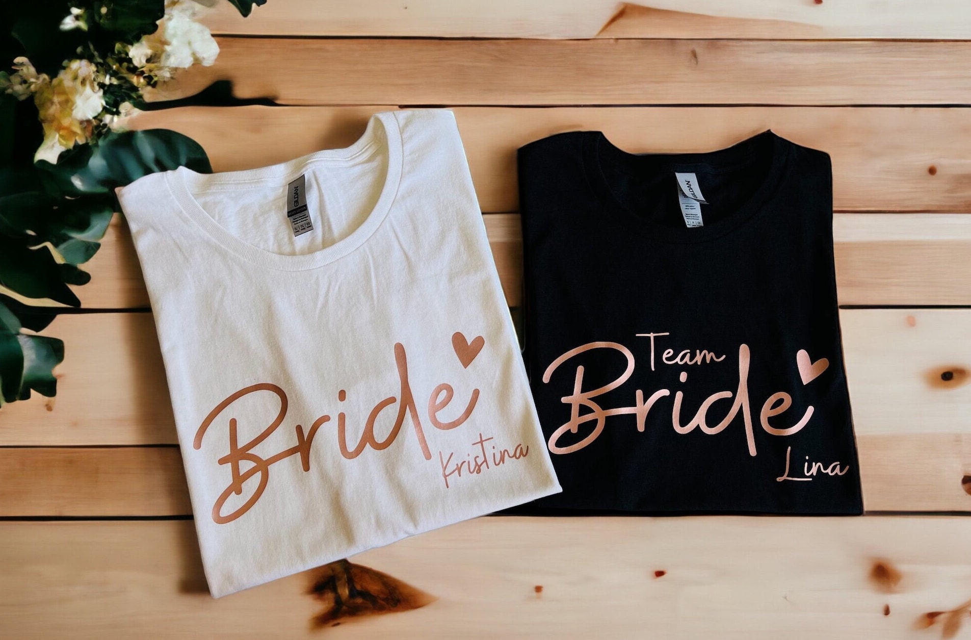 Jga T-Shirts, Team Bride Shirts Große Größen, Braut Shirt Mit Wunschnamen Für Junggesellinnenabschied, Personalisiertes T-Shirt von AntarBoutique
