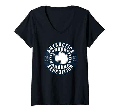 Damen Antarktis-Expedition 2026 Familienkreuzfahrt Urlaub Antarktis T-Shirt mit V-Ausschnitt von Antarctica Traveling Company