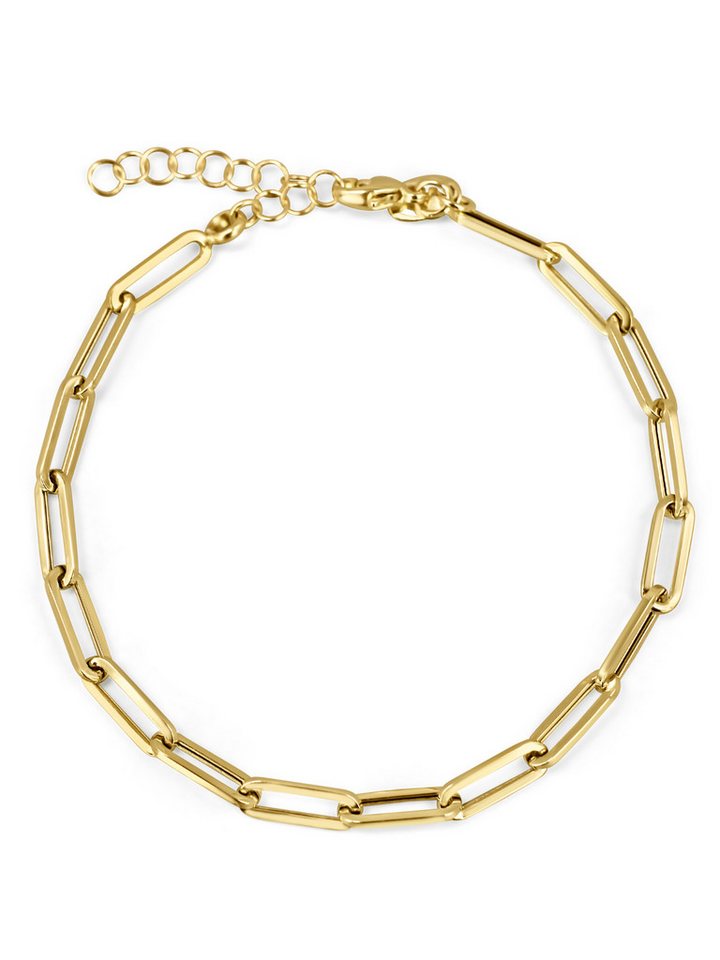 Antares Gold Goldarmband Paperclip-Armband 14K Gold – 18+2 cm, 4 mm, Hellgold, Modernes Paperclip-Design mit länglichen Gliedern von Antares Gold