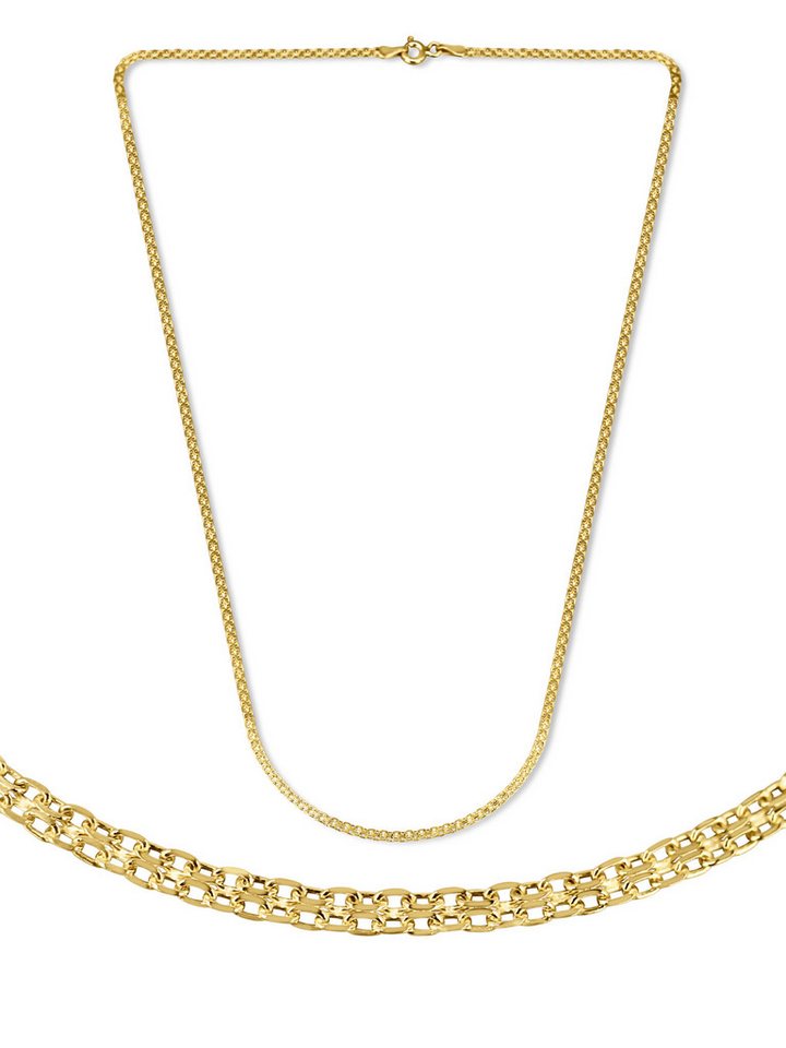 Antares Gold Goldkette Doppelpanzerkette 14K Gold – 45 cm, 2 mm, Hellgold, hochglanzpoliert, stabiler Federringverschluss, edle Schmuckbox von Antares Gold