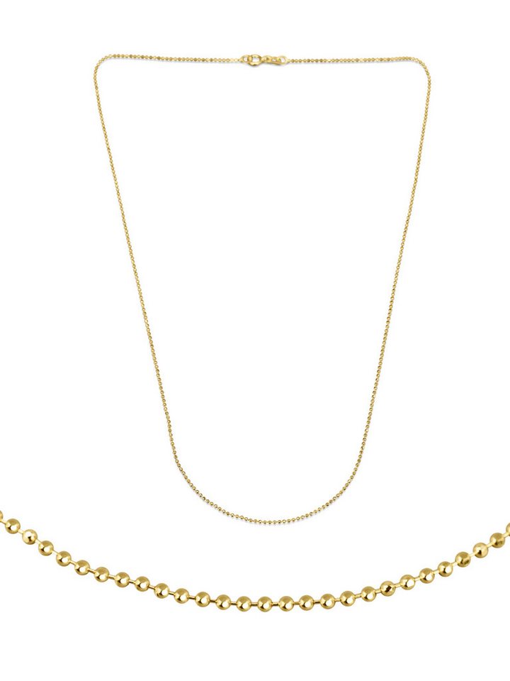 Antares Gold Goldkette Kügelchenkette 14K Gold – 45 cm, 1 mm, Hellgold, stabiler Karabinerverschluss, edle Schmuckbox von Antares Gold