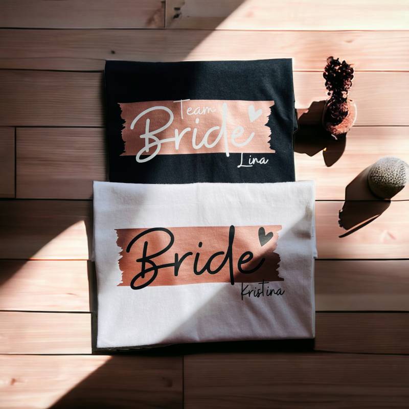 Jga T-Shirts Bride Und Team | Personalisiertes Shirt Mit Wunschnamen Für Junggesellinnenabschied, Bacheloretteparty Shirts von Antarstyle