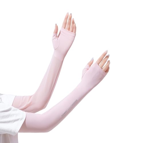 Antcher UV-Sonnenschutz-Handschuhe, Sonnenschutz, lange Fahrhandschuhe, Touchscreen-Handschuhe, kühlende Armstulpen für Golf, Radfahren, Angeln, Wandern, Laufen, rose, One size von Antcher
