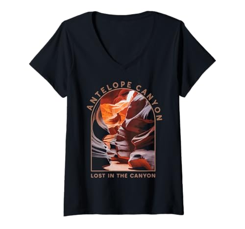 Damen Wandern im Cool Canyon im Arizona Antelope Canyon T-Shirt mit V-Ausschnitt von Antelope Canyon Arizona Canyons Red rocks