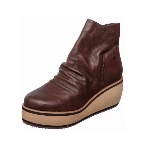 Antelope Damen Stiefelette aus weichem Leder mit seitlichem Reißverschluss und leichtem Keilabsatz, Braun - Flora, Kaffee, 9-9.5 von Antelope