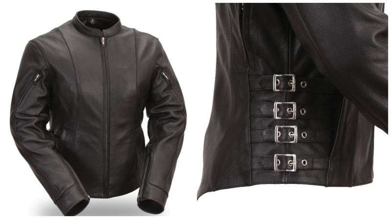 Damen Leder Racer Jacke Mit Seitlichen Schnallen von AntelopeCreekLeather