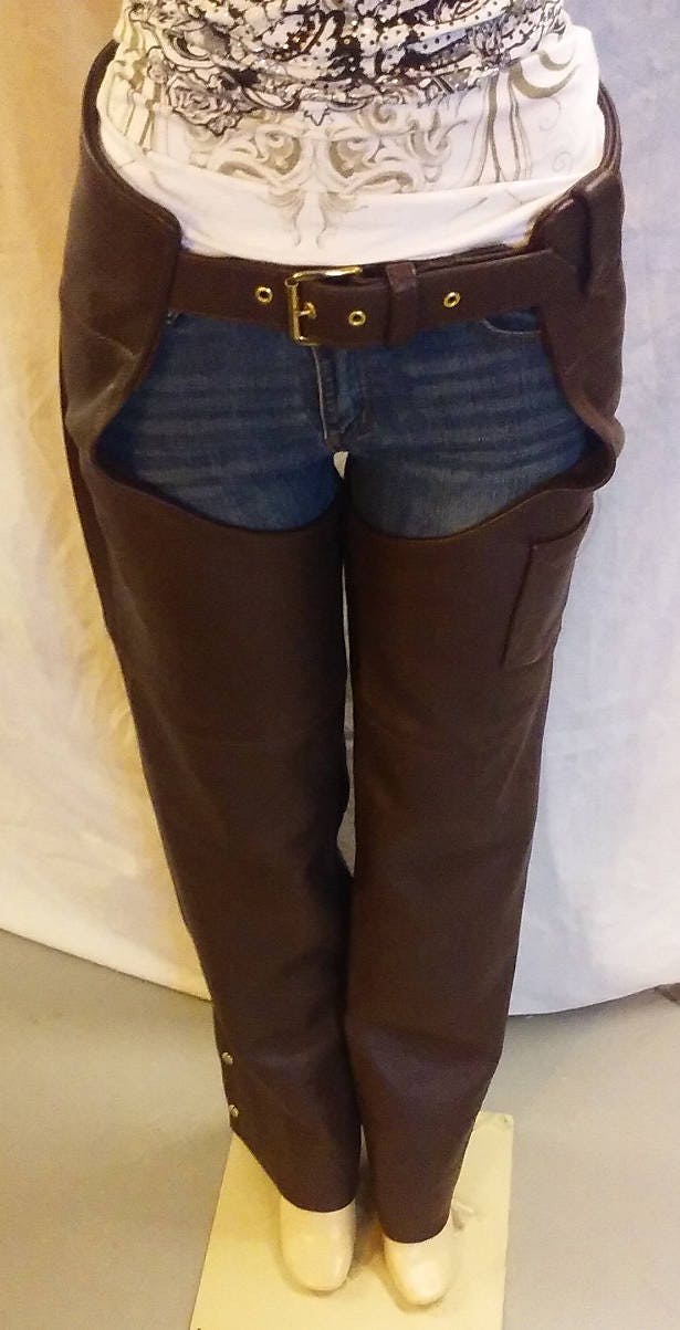 Dunkelbraune Leder Motorrad-Chaps Made in Den Usa - Größe 2xs von AntelopeCreekLeather