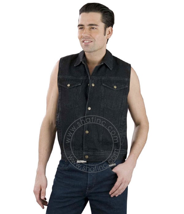 Herren Schwarze Jeansweste von AntelopeCreekLeather
