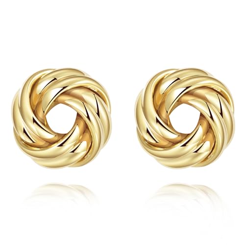 Anten Pink 18K Ohrringe Gold Creolen, Chunky Goldene Ohrringe Damen, Hypoallergen Ohrringe, Schmuck Geschenke für Frauen Damen Mädchen (Golden Twist) von Anten Pink