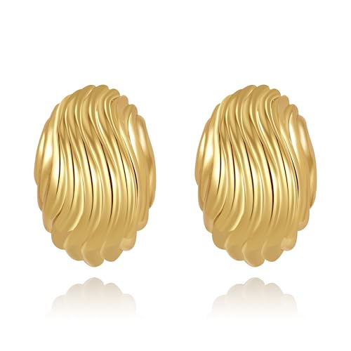 Anten Pink 18K Ohrringe Gold Creolen, Chunky Goldene Ohrringe Damen, Hypoallergen Ohrringe, Schmuck Geschenke für Frauen Damen Mädchen von Anten Pink