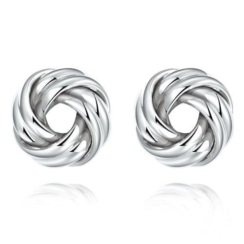 Anten Pink 18K Ohrringe Gold Creolen, Chunky Goldene Ohrringe Damen, Hypoallergen Ohrringe, Schmuck Geschenke für Frauen Damen Mädchen (Silver Twist) von Anten Pink