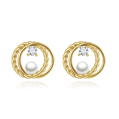 Anten Pink 18K Gold Creolen Ohrringe, Chunky Goldene Damen Ohrringe, Hypoallergen, Schmuck Geschenke für Frauen Damen Mädchen von Anten Pink