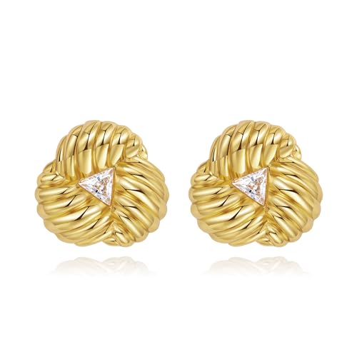 Anten Pink 18K Gold Creolen Ohrringe, Chunky Goldene Damen Ohrringe, Hypoallergen, Schmuck Geschenke für Frauen Damen Mädchen von Anten Pink