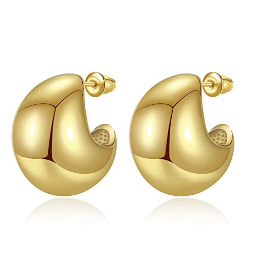 Anten Pink 18K Ohrringe Gold, Leichte Waterdrop Open Hoops Goldene Ohrringe Damen, Hypoallergen Schmuck Geschenke für Frauen Damen Mädchen von Anten Pink